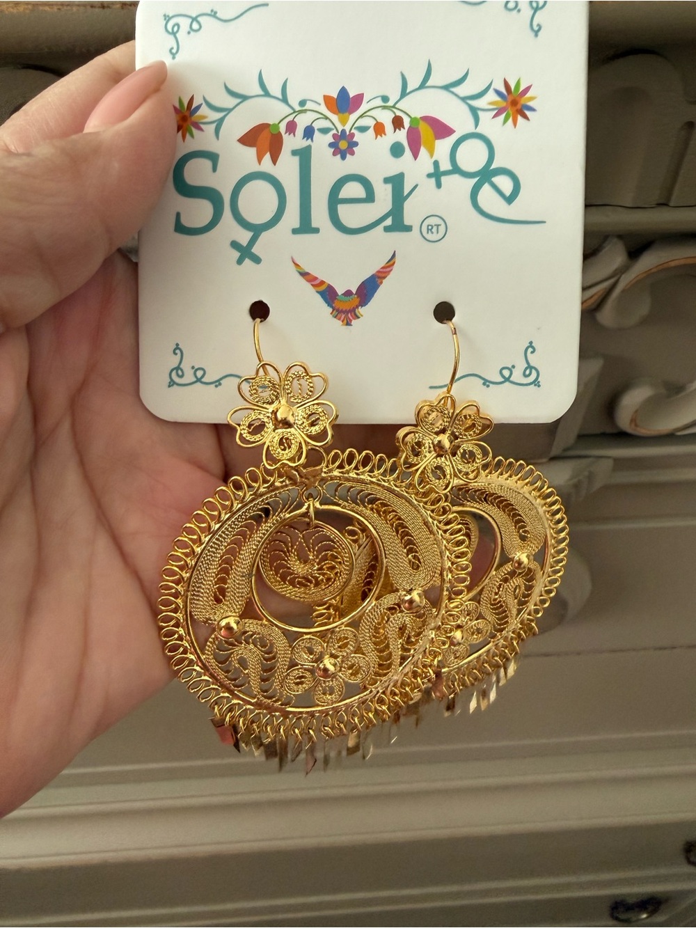 Gold Filigree Floral Hoop Earrings